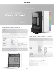 Gabinete Acteck Fussion II GI440 Blanco Fuente 500W Micro Torre con Cristal