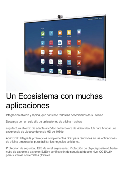 HUAWEI IdeaHub S2, Pantalla interactiva para Colaboración Inteligente, 65", 4K UHD, Harmony OS, Wi-Fi 6, Cámara inteligente, Funcionalidad BYOM.