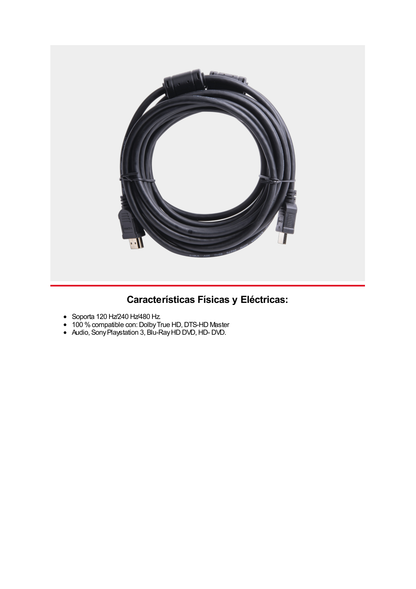 Cable HDMI de 20 Metros (High Speed) / Resolución 4K / Soporta Canal de Retorno de Audio (ARC)/ Soporta 3D / Blindado para Reducir Interferencia / Chapado en Oro / Alta Resistencia y Durabilidad.