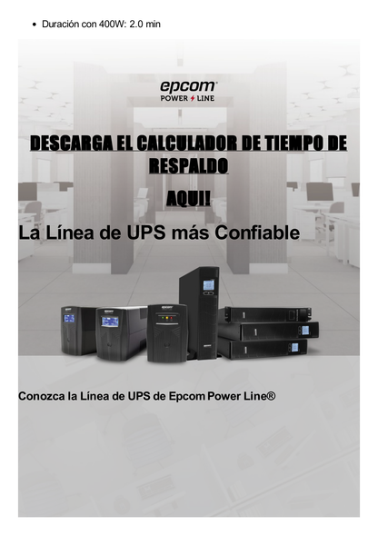 UPS de 600VA/360W / Topología Línea Interactiva / Entrada y Salida 120 Vca / Clavija NEMA 5-15P / 4 Tomas NEMA 5-15R