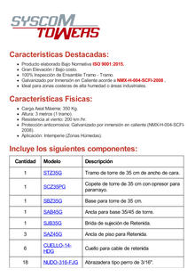 Kit de Torre Arriostrada de Piso de 3 m Altura con Tramo STZ-35G Galvanizada por Inmersión en Caliente (No incluye retenida).