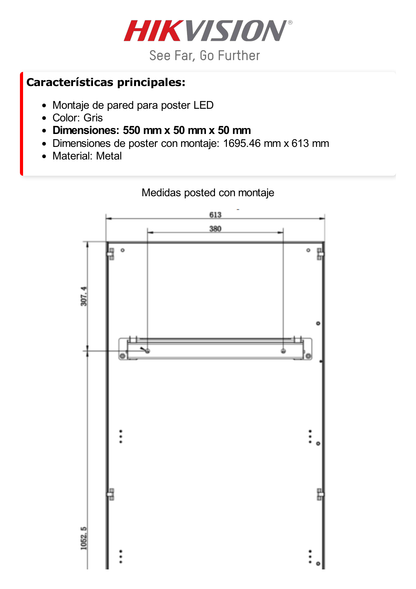 Montaje a Pared de Poster LED / Compatible con DS-D4215MI-070H(B)