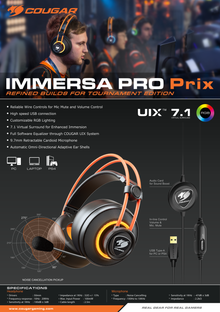 Audifonos Cougar Gamer IMMERSA PRO PRIX USB con Microfono RGB 7.1 negro/naranja