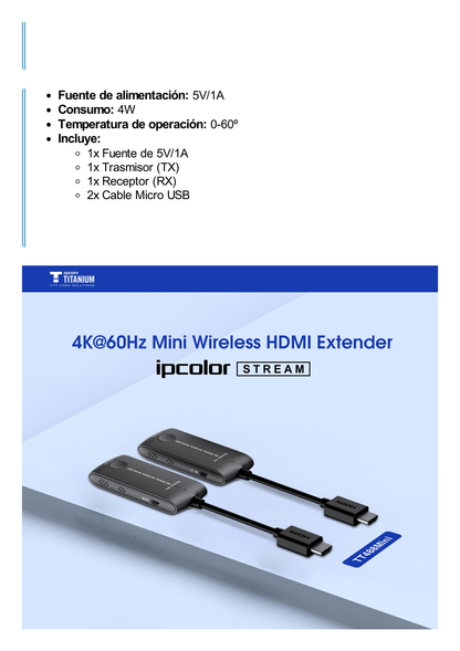 Kit extensor HDMI inalámbrico | Wifi 5G |  4K60Hz | para distancias de 20 metros