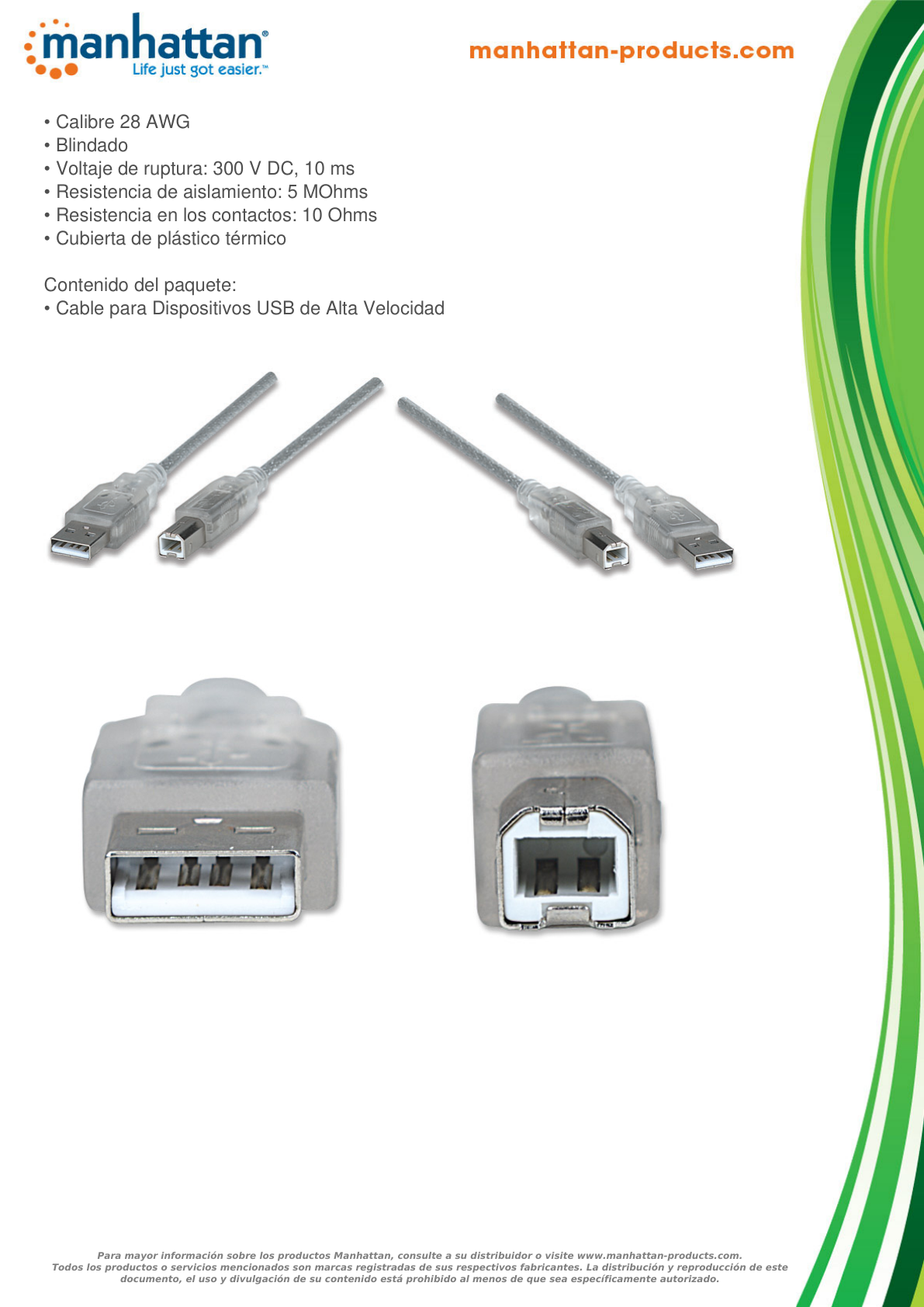 CABLE USB 2.0 A-B 4.5 MTS PLATA