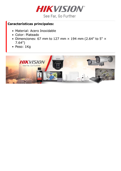 Montaje de Poste para PTZ / Acero Inoxidable / Compatible con PTZ HIKVISION