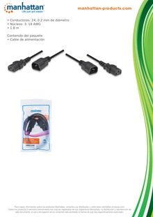 CABLE DE CORRIENTE MANHATTAN DE MONITOR A CPU EXTENSION 1.8M