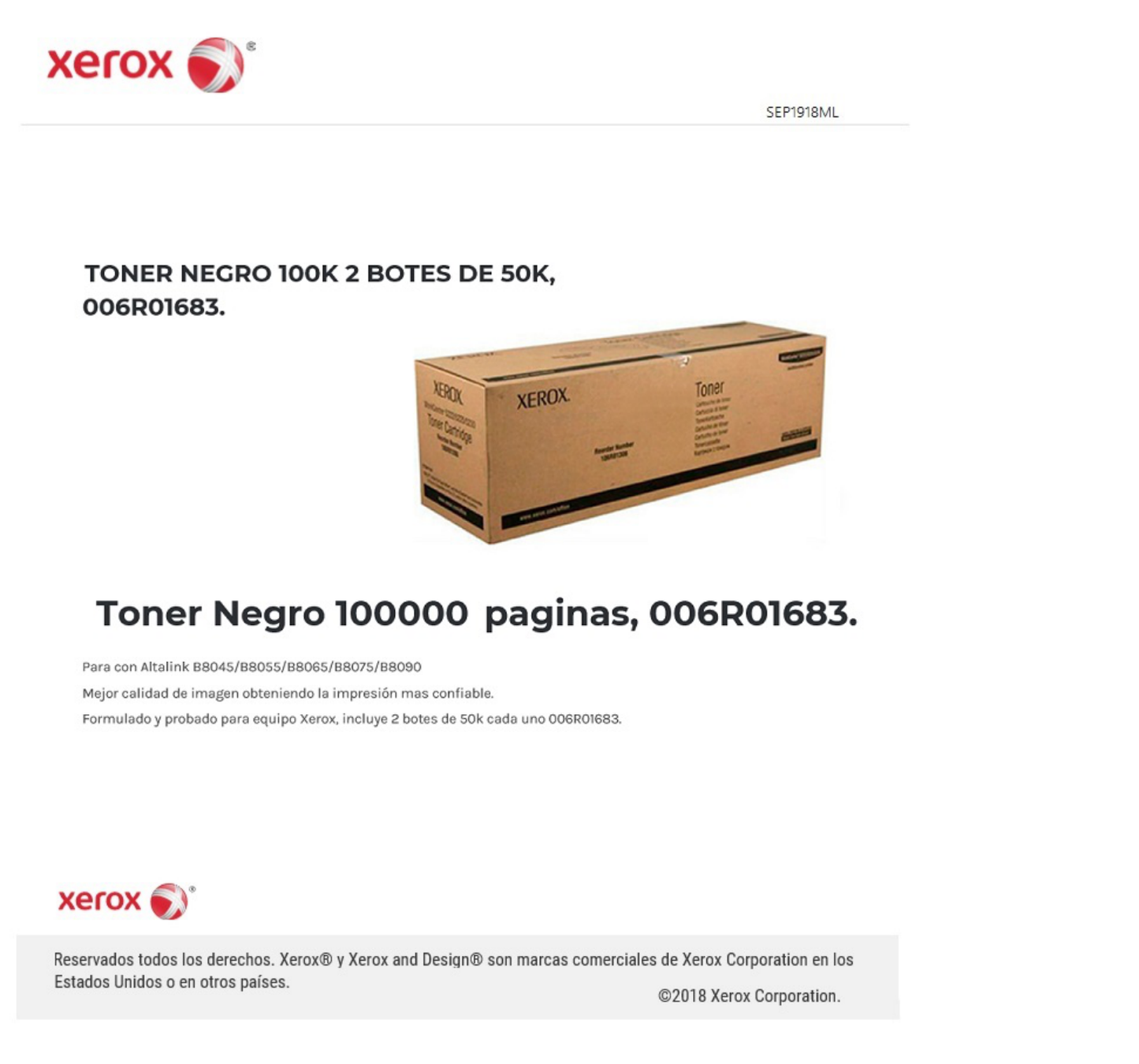 TONER XEROX 006R01683 NEGRO ALTALINK 100 000PAG (2BOTES) B8045/B8055/B8065/B8075/B8090