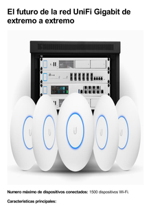 Access Point UniFi 3 Quad-radio MU-MIMO4x4 802.11ac Wave 2 con radio dedicado para seguridad WIPS contra intrusos, hasta 1500 usuarios concurrentes