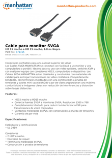 CABLE MANHATTAN PARA MONITOR SVGA 1.8M 5MM HD15M-M