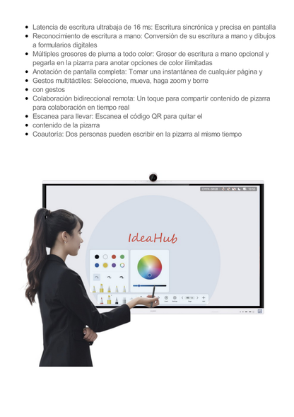 HUAWEI IdeaHub S2, Pantalla interactiva para Colaboración Inteligente, 65", 4K UHD, Harmony OS, Wi-Fi 6, Cámara inteligente, Funcionalidad BYOM.