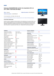 Monitor Samsung  19 pulg.  1366* 768 60Hz HDMI / VGA