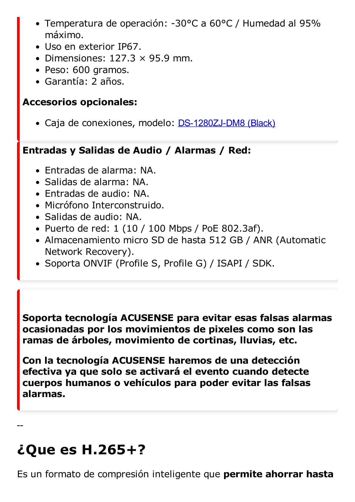 Turret IP 4 Megapixel / Color Negro / Lente 2.8 mm / 30 mts IR EXIR / Exterior IP67 / WDR 120 dB / PoE / ACUSENSE (Evita Falsas Alarmas)  / Micrófono Integrado / Metal / MicroSD / ONVIF / ACUSEARCH