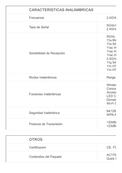 Repetidor / Extensor de Cobertura WiFi AC, 1750 Mbps, doble banda 2.4 GHz y 5 GHz, con 1 puerto 10/100/1000 Mbps, 3 antenas externas