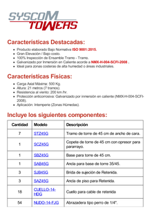 Kit de Torre Arriostrada de Piso de 21 m Altura con Tramo STZ45G Galvanizado por Inmersión en Caliente (No incluye retenida).