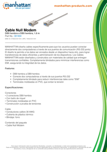 CABLE MANHATTAN NULL MODEM DB9 H-H 1.8M  7C