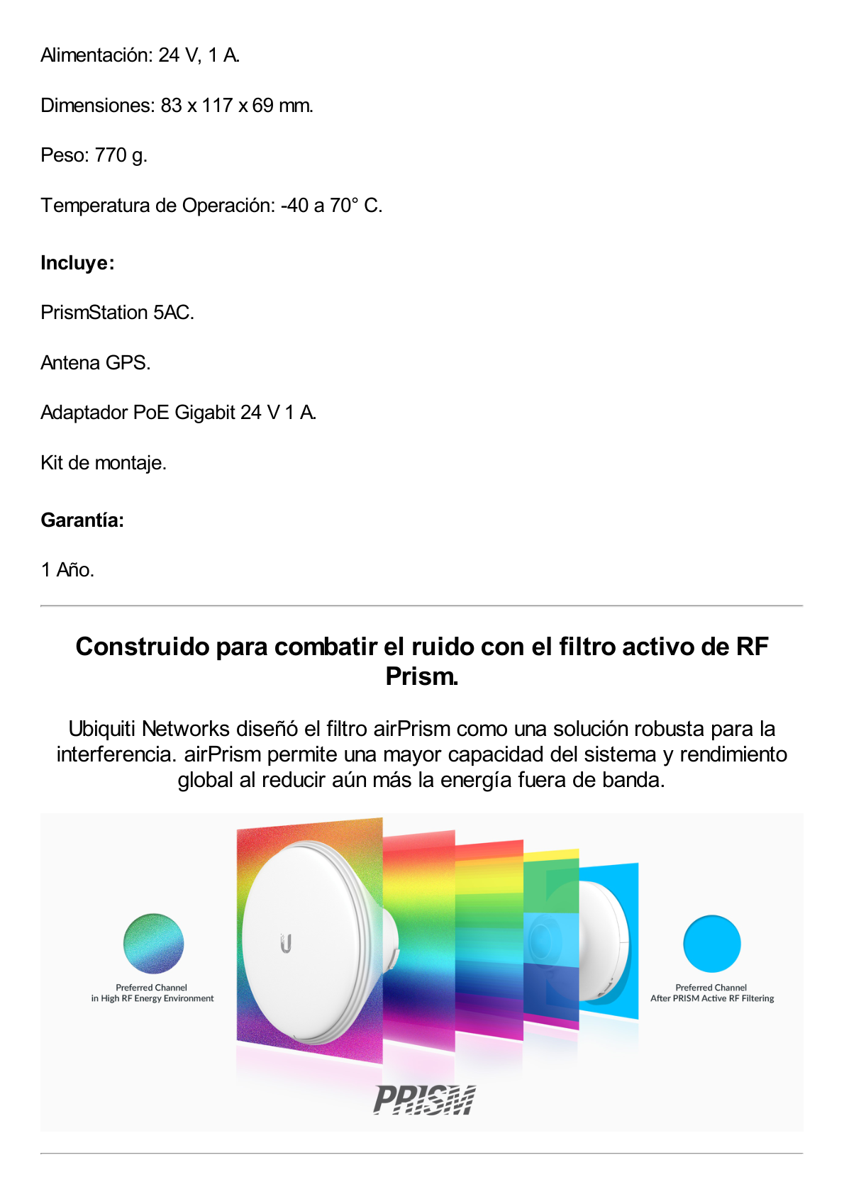 Radio Estación Base airMAX AC hasta 500 Mbps, 5 GHz (5150 - 5875 MHz) con tecnología airPrism, la antena se vende por separado