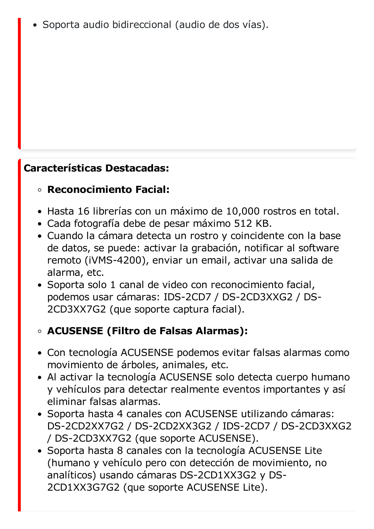 (ACUSENSE / Evita Falsas Alarmas) NVR 12 Megapixel (4K) / Reconocimiento Facial / 8 Canales IP / Base de Datos / 8 Puertos PoE+ / 2 Bahías de Disco Duro / Switch PoE 300 mts Modo Extendido / Soporta Función Time Lapse