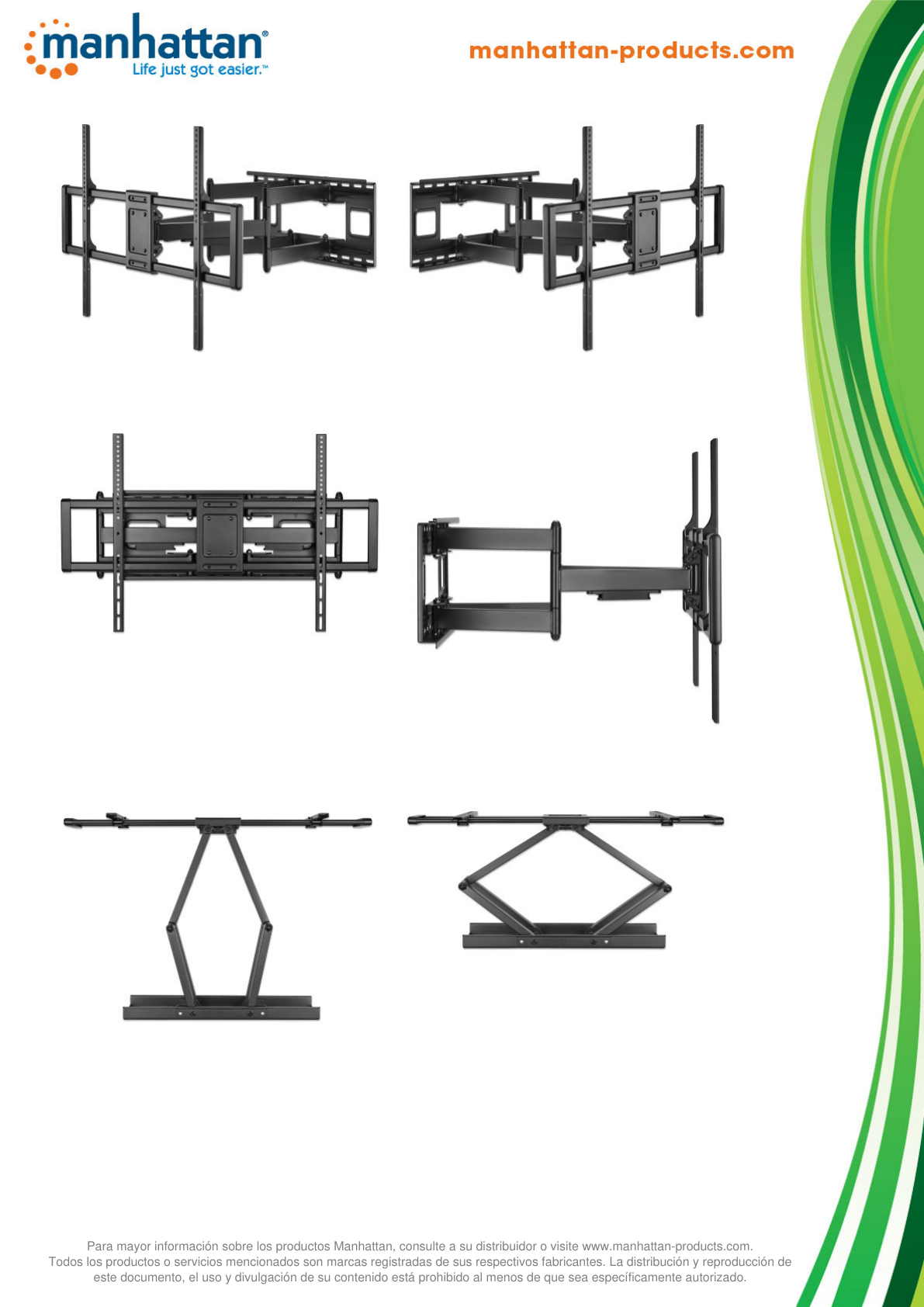 Soporte Manhattan para TV 60 a 120 pulg pared 120KG articulado