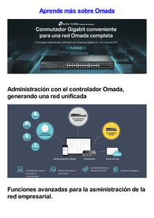 Switch Omada SDN Administrable / 24 puertos Gigabit y 4 puertos SFP / Funciones sFlow, QinQ y QoS / Administración centralizada OMADA