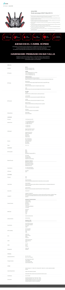 Router Wi-Fi 6 AX6600 gaming TP-Link Archer GX90 Tri-banda MU-MIMO 4x4 1 puerto WAN/LAN 2.5 Gbps 1 WAN/LAN y 3 LAN gigabit