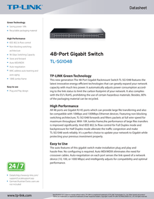 Switch TP-Link TL-SG1048 metálico 48 puertos gigabit 10/100/1000M no administrable con montura para rack