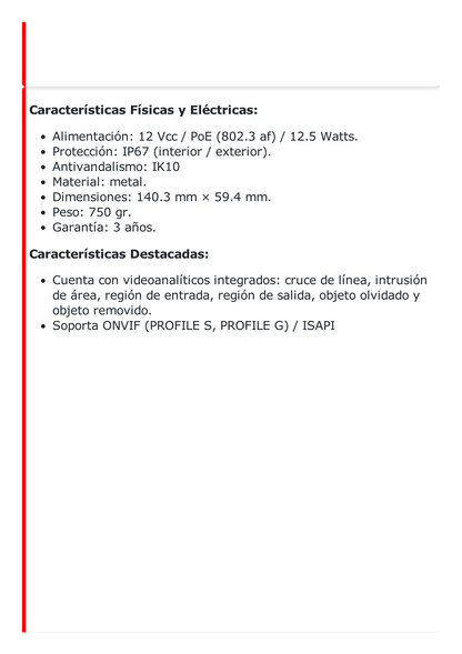 Fisheye IP 12 Megapixel / 180° - 360° / Dewarping / Lente Inmervision / Heat Map / HEOP 2.0 / Conteo de Personas / IP67 / IK10 / 15 mts IR / Entrada y Salida de Audio y Alarma / Múltiples Vistas / Micrófono Integrado