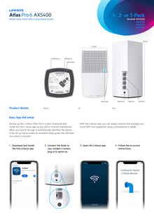 Sistema Atlas Pro 6 Linksys MX5501 (1-pieza) Mesh Wi-Fi 6 AX5400 (5GHz compatible 160MHz) OFDMA 1x WAN y 3x LAN RJ45 gigabit