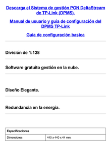 DeltaStream - OLT de 16 puertos GPON / Conexión de hasta 2,048 ONUs / 2 Puertos Gigabit RJ45 Uplink / 4 Puertos SFP+ Uplink / Fuentes Redundantes AC- AC (incluidas) / Administración desde la nube (DPMS)