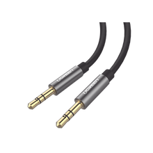 Cable Auxiliar 2 Metros / Conector 3.5mm a 3.5mm / Macho a Macho / Cubierta de TPE / Carcasa de Aluminio / Color Negro