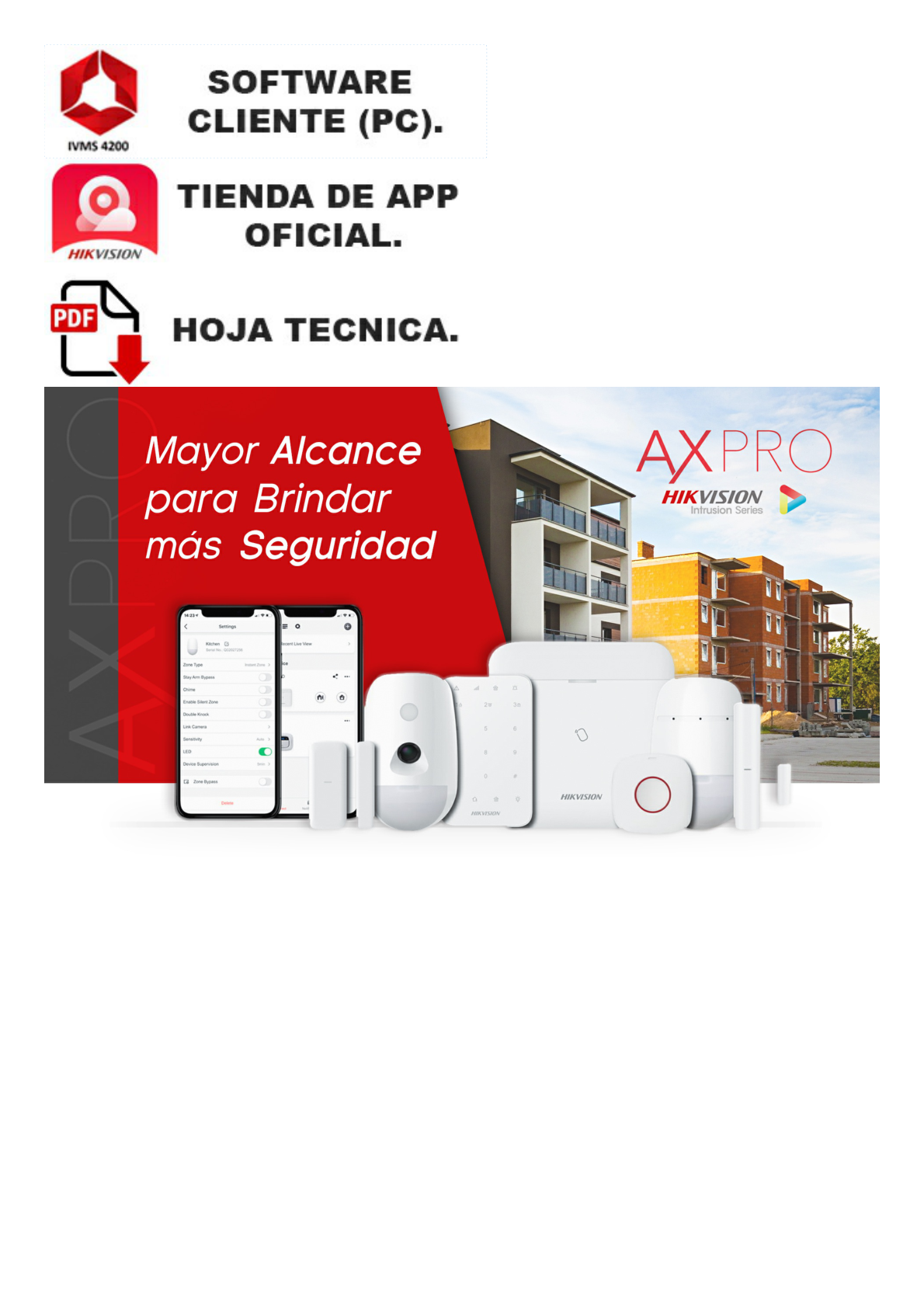 (AX PRO) KIT de Alarma AX PRO con GSM (3G/4G) para RONDINES / Incluye: 1 Hub con bateria de respaldo/ 1 Lector Tag / 1 Tag / Compatible con Hik-Connect P2P