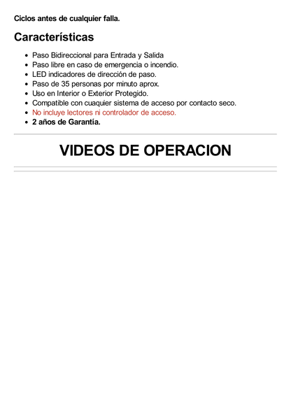 Torniquete Trípode Bidireccional de Acero Inoxidable / 2 Millones de Ciclos MCBF / Interior y Exterior Protegido / Tipo Puente