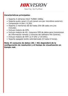 DVR Móvil 1080p (2 Megapixel) / 4 Canales TURBO / Soporta 4G / WiFi / GPS / Sensor G / Soporta 2 Memorias SD / Alarmas I/O / Salida de Video