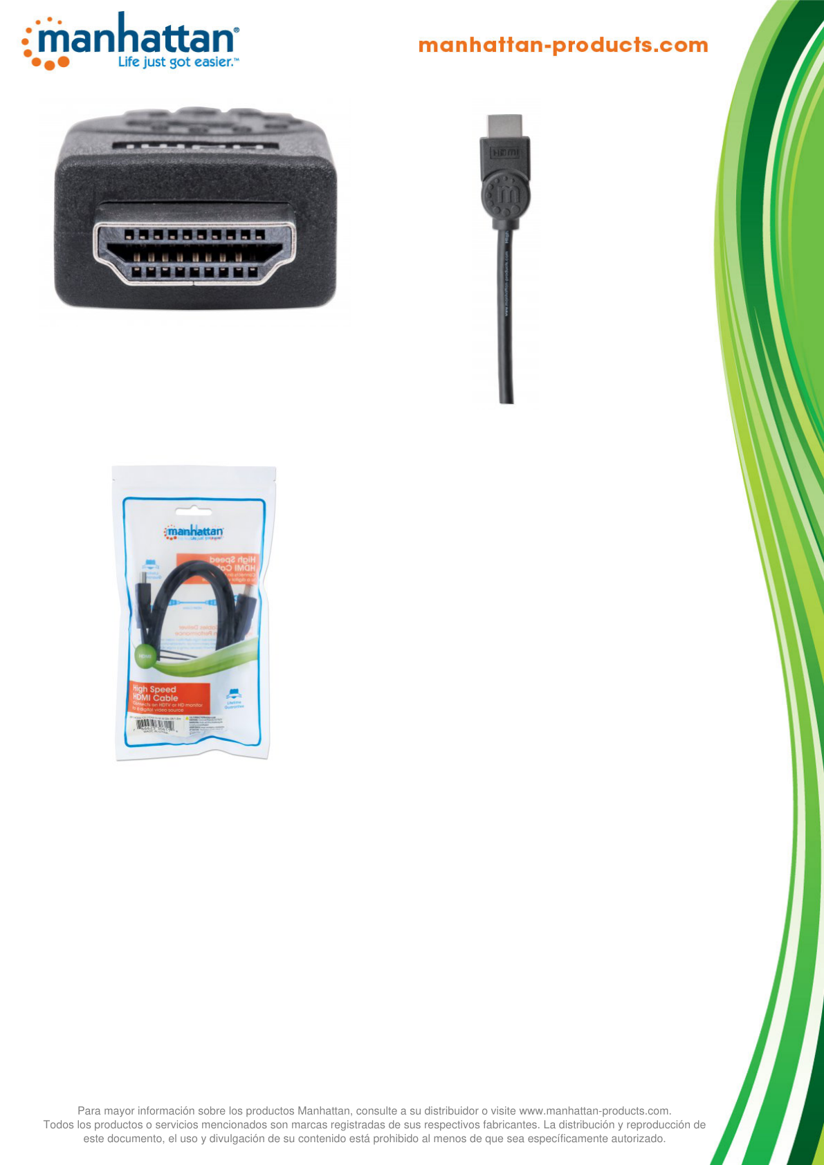 Cable Manhattan HDMI 4K 30HZ 3D  M-M 1.8M BLINDADO