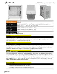 Gabinete Corsair 3000D AIRFLOW blanco cristal templado ATX media torre 2*ventiladores Elite