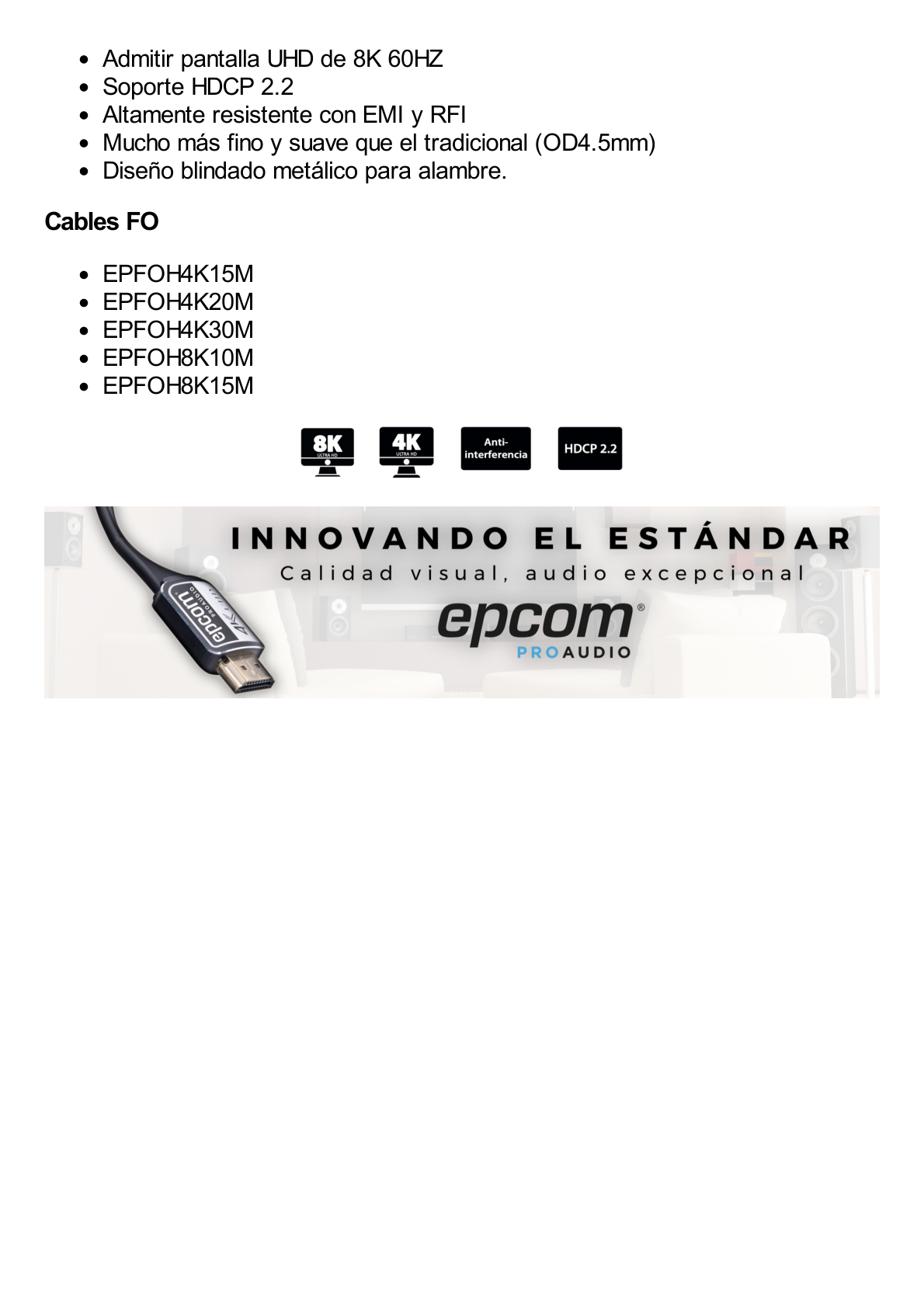 Cable HDMI de Fibra Óptica de 15m | Alta Definición | Version 2.1 | Alta velocidad 18Gbps | 8K@60Hz | HDCP 2.2 | Resistente a EMI y RFI