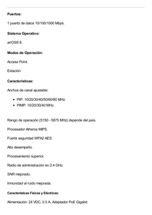 PowerBeam airMAX AC GEN2 hasta 450 Mbps, 5 GHz (5150 - 5875 MHz) con antena tipo plato altamente eficiente de 25 dBi