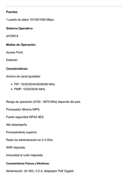 PowerBeam airMAX AC GEN2 hasta 450 Mbps, 5 GHz (5150 - 5875 MHz) con antena tipo plato altamente eficiente de 25 dBi