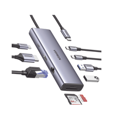 HUB USB-C (Docking Revodok) 9 en 1 | 2 USB-A 3.0 (5Gbps) | 2 USB-C (5Gbps) | USB-C PD Carga 100W | HDMI 4K@60Hz | RJ45 (Gigabit Ethernet) | Lector Tarjetas SD + Micro SD (TF) Simultáneo | Chip de Última Generación | Caja de Aluminio.