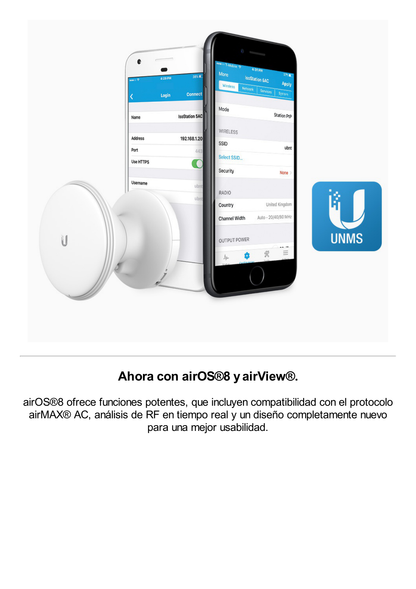 Radio Estación Base airMAX AC hasta 500 Mbps, 5 GHz (5150 - 5875 MHz) con tecnología airPrism, la antena se vende por separado