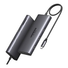 HUB USB-C (Docking Revodok Pro 210) 10 en 1 | 2 Puertos HDMI 8K,4K@60Hz | 3 USB-A | USB-C (5Gbps) | USB-C PD Carga 100W | RJ45 (Gigabit Ethernet) | Lector Tarjetas SD + Micro SD (TF) Simultáneo | Carcasa de Aluminio.