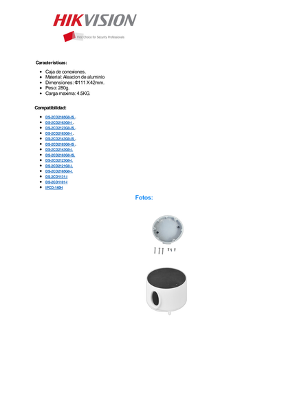 Caja de Conexiones de Exterior para Cámaras Tipo Mini Domo / IP66