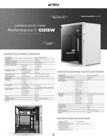 Gabinete Acteck Performance II GI215W Blanco con Cristal Fuente 500W Micro Torre AC-935852