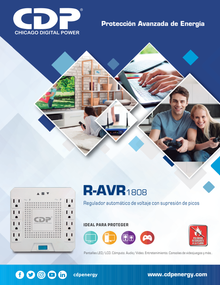 Regulador CDP R-AVR1808 1800VA/1000W 8 NEMA 5-15R (4 + 4 con AVR) protección fax  módem y DSL indicadores LED