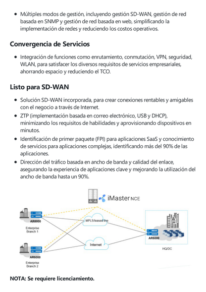 Router Huawei NetEngine para Grandes Empresas / Soporta SD-WAN, Balanceo de Cargas/Failover / VPN