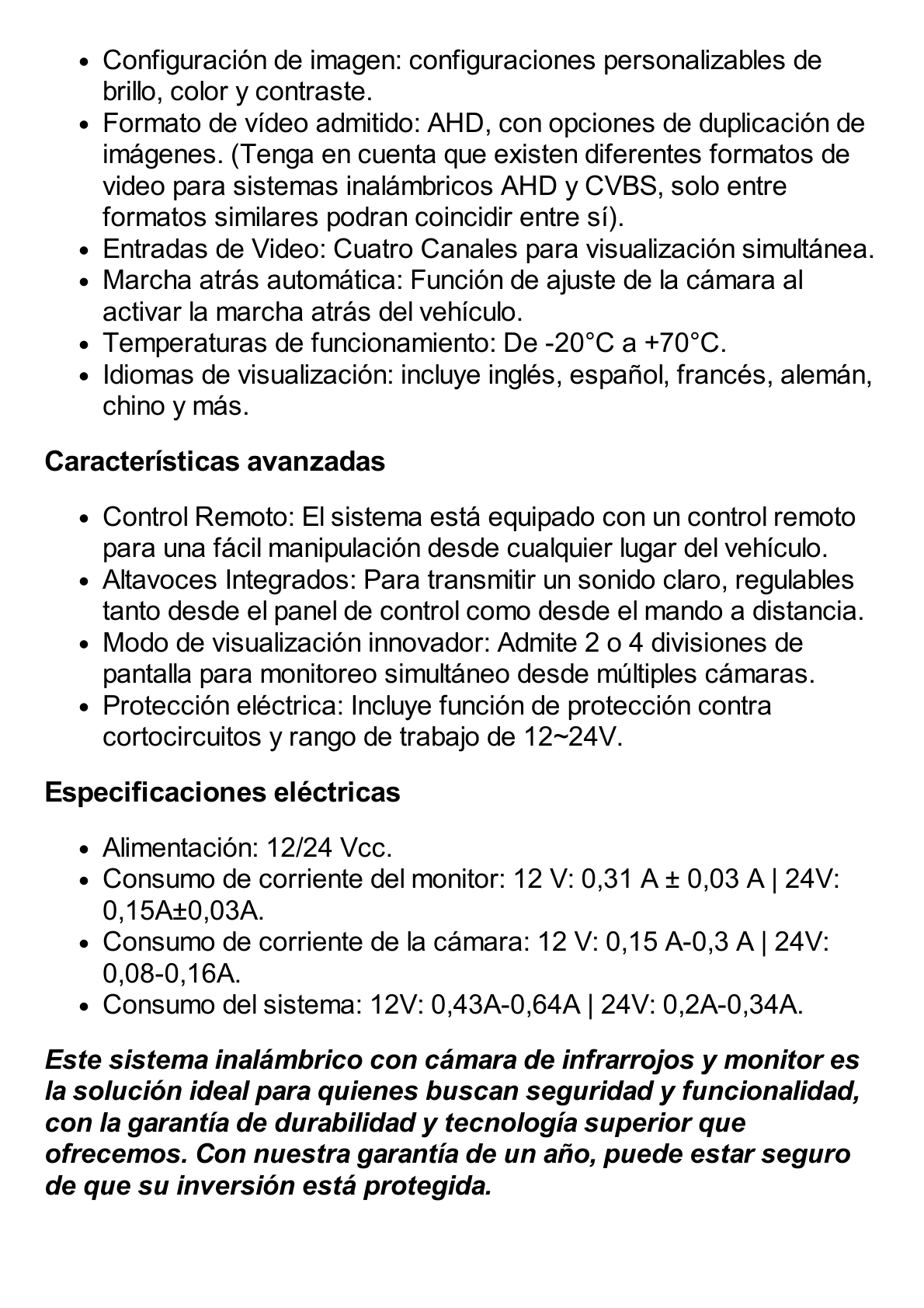 Sistema Profesional Inalámbrico de Cámara de Reversa Infrarroja y Monitor Touch de 7" para Vehículos de Trabajo y Montacargas