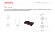 Switch Mercusys MS108G de escritorio 8 puetos gigabit 10/10/1000M no administrable plug and play carcasa de plástico