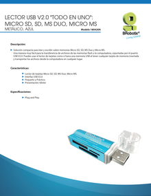 Lector de Memoria Brobotix MS Duo/MicroSD/SD USB 2.0 Azul