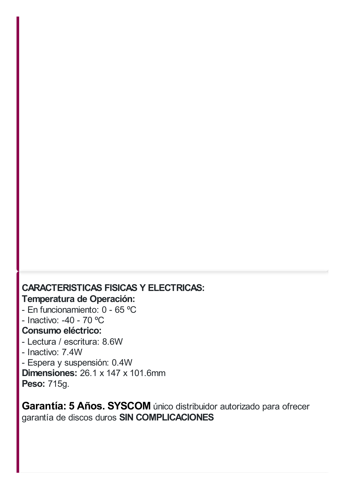 Disco duro WD de 8TB / 7200RPM / Optimizado para soluciones de video inteligente