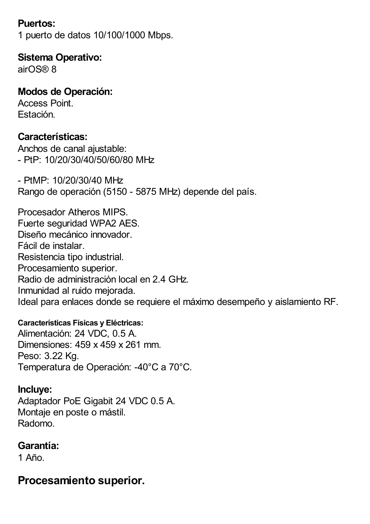 PowerBeam airMAX AC ISO Gen2 hasta 450 Mbps, 5 GHz (5150 - 5875 MHz) con antena integrada de 25 dBi con aislamiento RF y radomo incluido